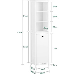 Avis SoBuy BZR95-W Meuble Colonne de Salle de Bain, Armoire Haute, Placard de Rangement, Étagère de Rangement avec 1 Panier à Linge et 3 Étagères pour Salle de Bain, 40x35x173cm, Couleur Blanc