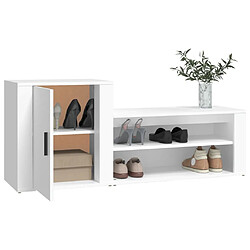 Avis vidaXL Armoire à chaussures Blanc 130x35x54 cm Bois d'ingénierie