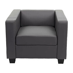 Avis Mendler Fauteuil lounge chair Lille ~ similicuir, gris foncé