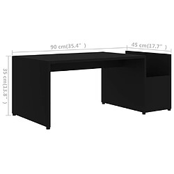 vidaXL Table basse Noir 90x45x35 cm bois d’ingénierie pas cher