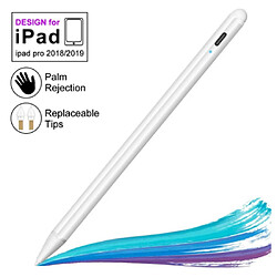 Stylet actif compatible avec Apple iPad, stylets pour écrans tactiles, rechargeable capacitif 1,5 mm pointe fine avec iPhone iPad et autres tablettes (blanc)