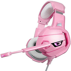 Chrono Casque LED Gaming Headset Casque avec Microphone pour PS4 PC Rose Guerrier Gamer, Rose