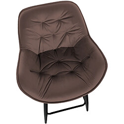 Avis Decoshop26 Lot de 2 tabourets de bar chaises hautes assise effet capitonnée en velours marron et métal noir 10_0004152