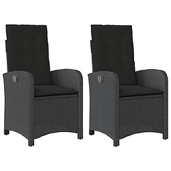 Maison Chic Lot de 2 Chaises inclinables de jardin et coussins | chaises Relax d'extérieur noir rotin -GKD44548