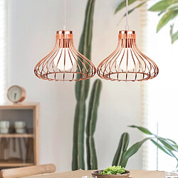 Acheter Stoex Métal Suspension Cage Industriel Vintage Métal Retro Antique Lustre Abat-Jour Luminaire Cage Edison Culot E27 Plafonnier Luminaire,Or rose