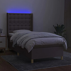 Avis Maison Chic Lit adulte- Lit + matelas + LED,Sommier à lattes de lit matelas et LED Taupe 100x200 cm Tissu -GKD20862