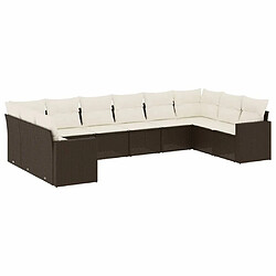 Maison Chic Salon de jardin 10 pcs avec coussins, Ensemble Tables et chaises d'extérieur marron résine tressée -GKD505806