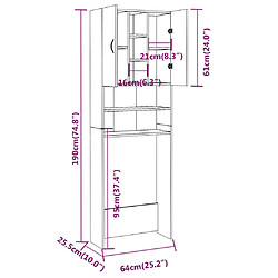 vidaXL Meuble pour machine à laver Chêne fumé 64x25,5x190 cm pas cher