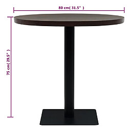 vidaXL Table de bistro MDF et acier Rond 80 x 75 cm Frêne foncé pas cher