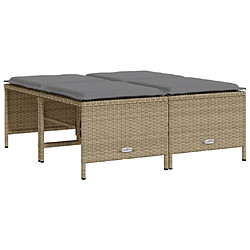 Avis vidaXL Salon de jardin avec coussins 5 pcs beige résine tressée