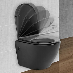 Avis ML-Design ECD Germany WC Suspendu sans Rebord en Céramique Noir, Revêtement Nano, Toilette Suspendue Court 49 cm, avec Siège Amovible en Plastique Thermodurcissable Softclose, Chasse d'Eau Profonde Effet Lotus