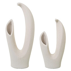 Ensemble de 2 Vases Alexandra House Living Beige Céramique 19 x 14 x 42 + 18 x 13 x 33 cm