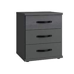 Pegane Ensemble de 3 commodes, meubles de rangement coloris Graphite, rechampis noir