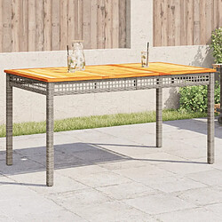 Maison Chic Table de jardin | Table d'extérieur gris 140x80x75 cm résine tressée et bois acacia -GKD39799