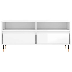 Maison Chic Meuble TV scandinave - Banc TV pour salon blanc brillant 100x34,5x44,5 cm bois d'ingénierie -MN69003 pas cher