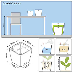 Pot Quadro Premium LS 43 - kit complet, taupe brillant 43 cm