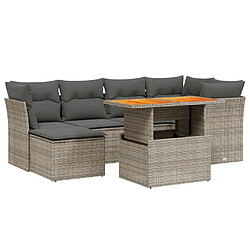 vidaXL Salon de jardin avec coussins 7 pcs gris résine tressée