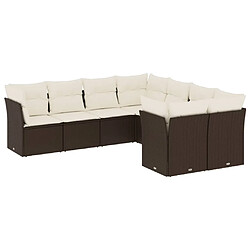 vidaXL Salon de jardin 8 pcs avec coussins marron résine tressée