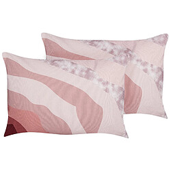 Beliani Lot de 2 coussins de jardin avec motif abstrait 40 x 60 cm rose CAMPEI