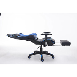 Decoshop26 Fauteuil de bureau ergonomique dossier réglable avec repose-pieds synthétique noir/bleu BUR10135