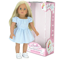 Sophia's by Teamson Kids 18 "Baby Doll" Sophia "avec des cheveux et des accessoires blonds Sophia's by Teamson Kids 18 pouces Baby Doll "Sophia" avec des chaussures de robe bleue et de poupée, une collection de filles modernes, 18 '' All Vinyl Doll avec des cheveux blonds