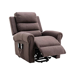 Avis Vente-Unique Fauteuil massant en tissu avec releveur électrique - Marron - LOVARI