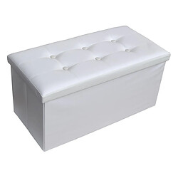 Mobili Rebecca Pouf Coffre de rangement Banc Rectangle Blanc Stokage 38x76x38