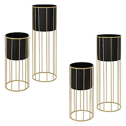 ML-Design Supports à fleurs set de 4 en acier Pot de fleurs Support de plantes Colonne de 