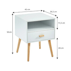 ULYS Table de chevet 1 tiroir et niche de rangement - Decor Blanc - L 40 x P 39,5 x H 50 cm pas cher