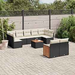 Maison Chic Salon de jardin 10 pcs avec coussins, Ensemble Tables et chaises d'extérieur noir résine tressée -GKD109803