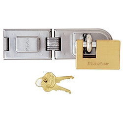 Master Lock 606720EURD Moraillon à double charnière avec cadenas en laiton haute résistance 