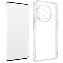 Avizar Coque pour Oneplus 11 Silicone Gel et Verre Trempé 9H contour noir