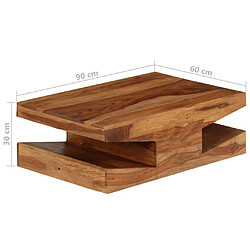 vidaXL Table basse Bois massif 90x60x30 cm pas cher