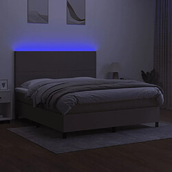 Avis vidaXL Sommier à lattes de lit et matelas et LED Taupe 180x200cm Tissu