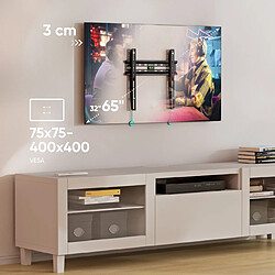 ONKRON Support Mural TV Fixe pour 32 - 65 Pouces TV & Ecrans, Accroche Television Mural Universel Poids de 50 kg - Fixation Murale TV Fixe avec VESA 75x75 - VESA 400x400/Porte TV Mural Fixe FM2-B Noir