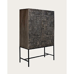 UNIQKA Hawaï - Armoire noire en manguier massif sculpté