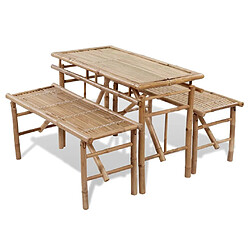 vidaXL Table de brasserie avec 2 bancs 100 cm Bambou