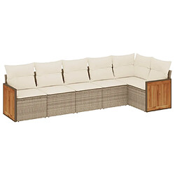 vidaXL Salon de jardin avec coussins 6 pcs beige résine tressée