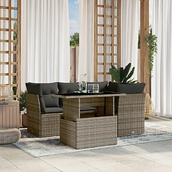 vidaXL Salon de jardin 5 pcs avec coussins gris résine tressée 