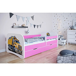 Lit Babydreams camion rose avec un tiroir sans matelas 140/70