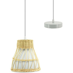 Aubry Gaspard Suspension en métal et rotin naturel blanc. Suspension en métal et rotin naturel blanc