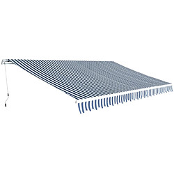 vidaXL Auvent pliable manuel 500 cm Bleu/blanc