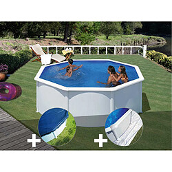 Kit piscine acier blanc Gré Fidji ronde 3,20 x 1,22 m + Bâche hiver + Tapis de sol 