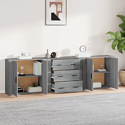 Avis Maison Chic Lot de 3 Commode Buffet - Meuble de rangements Sonoma gris Bois d'ingénierie -GKD51749