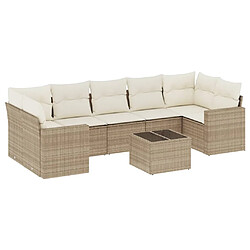 Maison Chic Salon de jardin avec coussins 8 pcs | Ensemble de Table et chaises | Mobilier d'Extérieur beige résine tressée -GKD41430