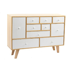 Pegane Commode en bois Paulownia blanc avec 10 tiroirs- Largeur 95 x Hauteur 67,5 x Profondeur 25cm