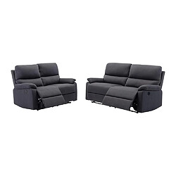 Acheter Vente-Unique Canapé 3 places et 2 places relax électrique en tissu gris anthracite LUNANO