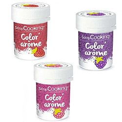 Scrapcooking 3 colorants alimentaires aux arômes framboise, mûre & fraise 