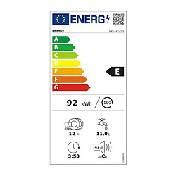 Lave-vaisselle encastrable BRANDT 12 Couverts 60cm F, BRA3660767978997