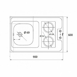 Mezieres DESSUS ÉVIER CUISINETTE ÉLECTRIQUE LARGEUR 090 CM AVEC VIDAGE COMPLET